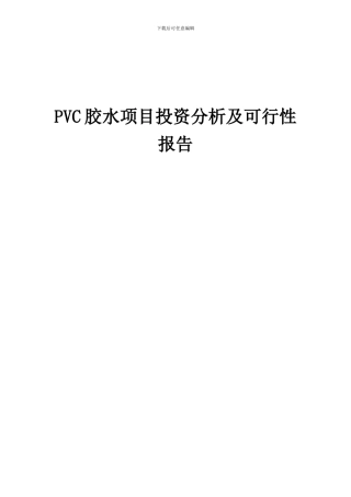2024年PVC胶水项目投资分析及可行性报告