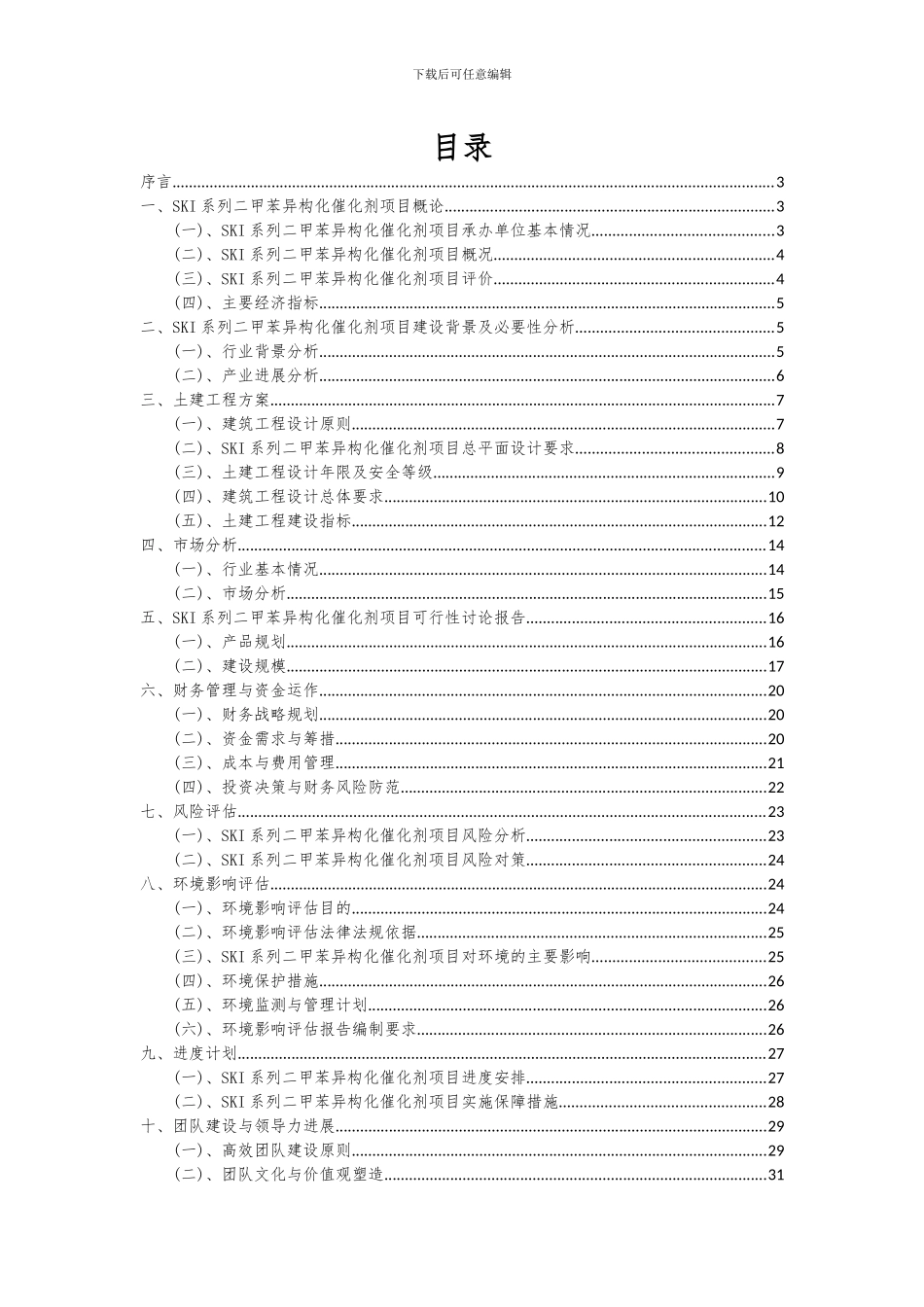 2024年SKI系列二甲苯异构化催化剂项目投资分析及可行性报告_第2页