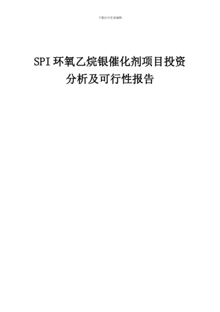 2024年SPI环氧乙烷银催化剂项目投资分析及可行性报告
