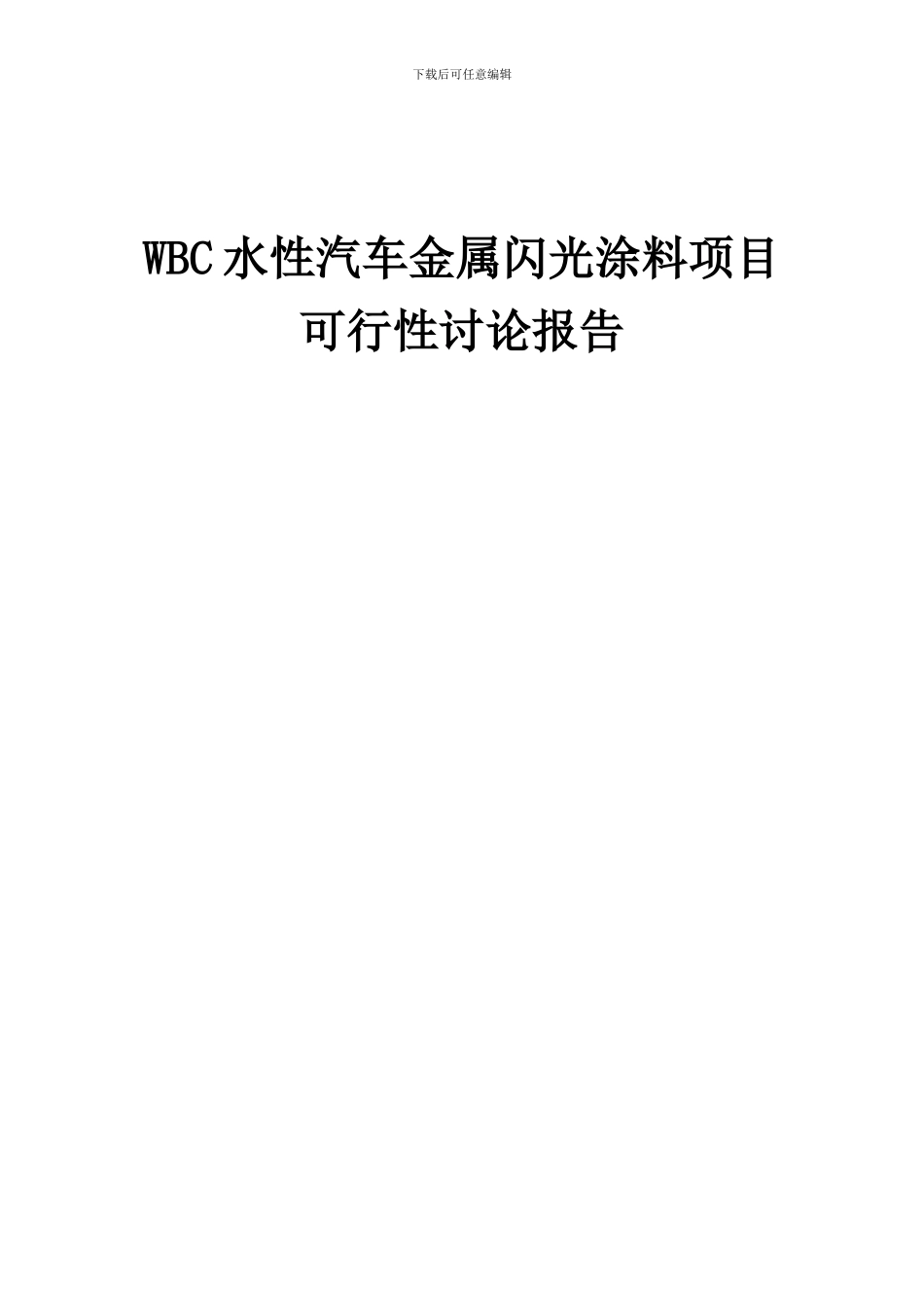 2024年WBC水性汽车金属闪光涂料项目可行性研究报告_第1页