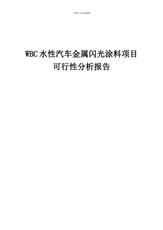 2024年WBC水性汽车金属闪光涂料项目可行性分析报告