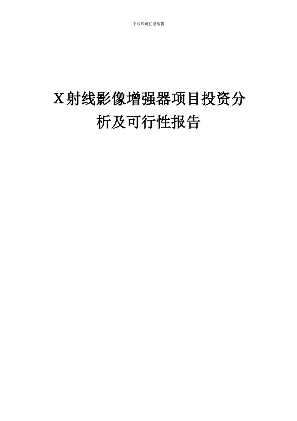 2024年X射线影像增强器项目投资分析及可行性报告_第1页