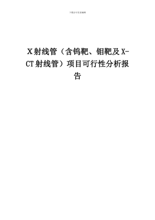 2024年X射线管(含钨靶、钼靶及X-CT射线管)项目可行性分析报告