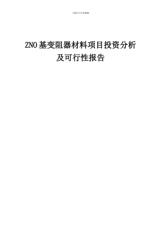 2024年ZNO基变阻器材料项目投资分析及可行性报告