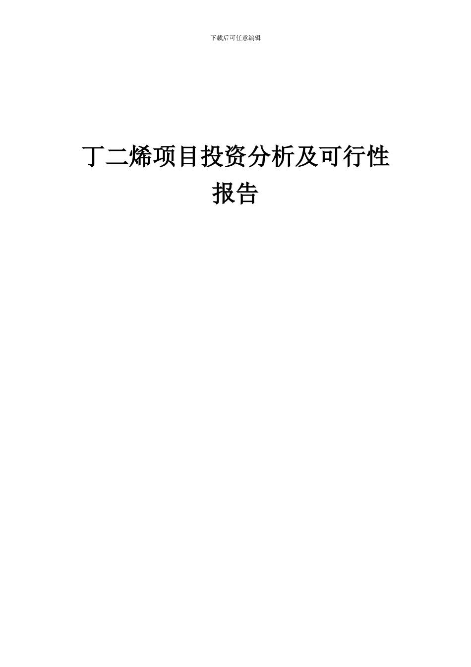 2024年丁二烯项目投资分析及可行性报告_第1页