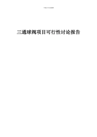 2024年三通球阀项目可行性研究报告