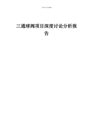 2024年三通球阀项目深度研究分析报告