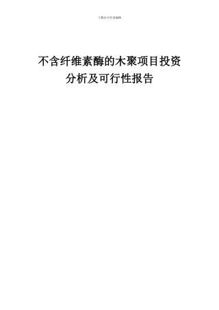 2024年不含纤维素酶的木聚项目投资分析及可行性报告
