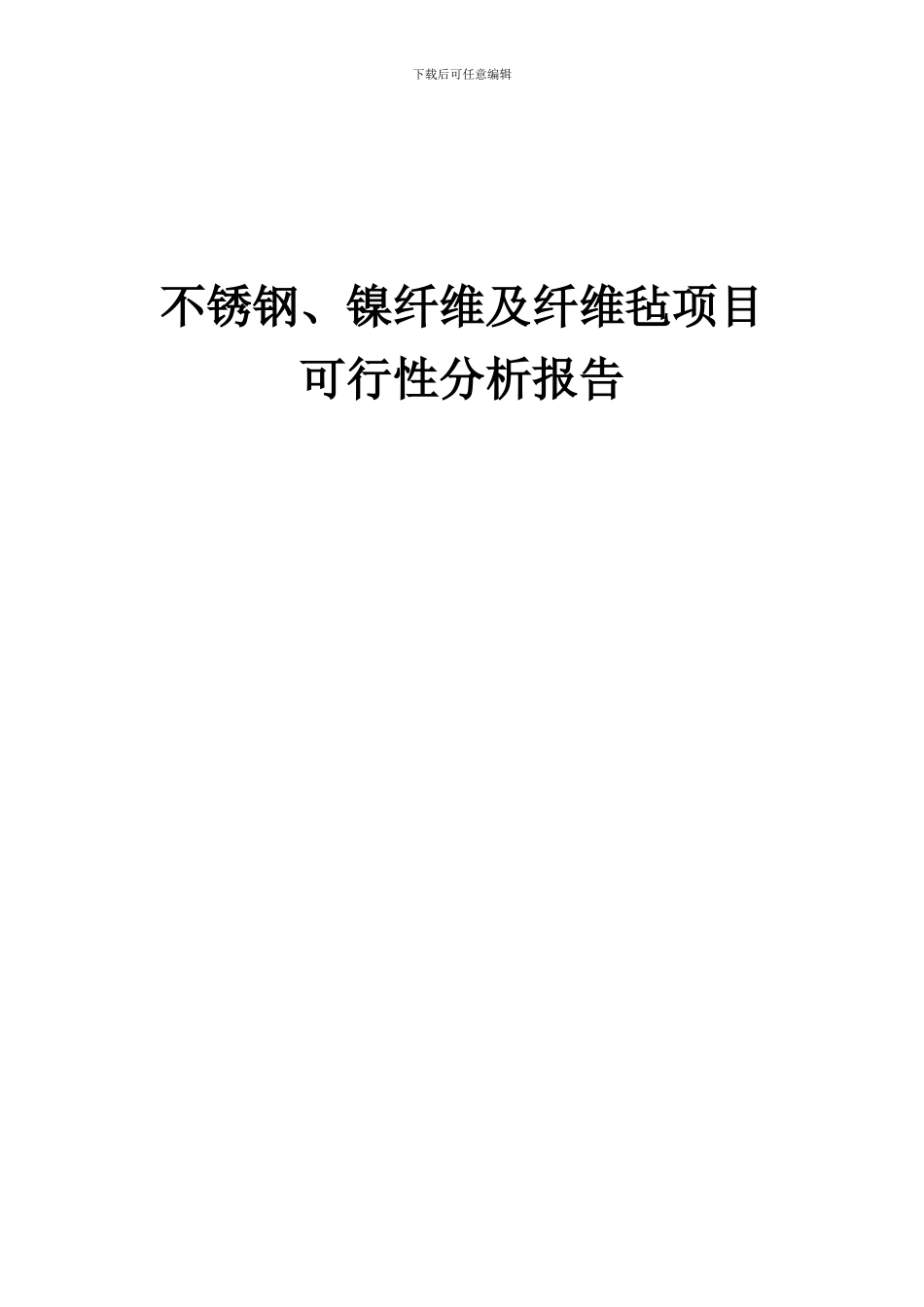 2024年不锈钢、镍纤维及纤维毡项目可行性分析报告_第1页
