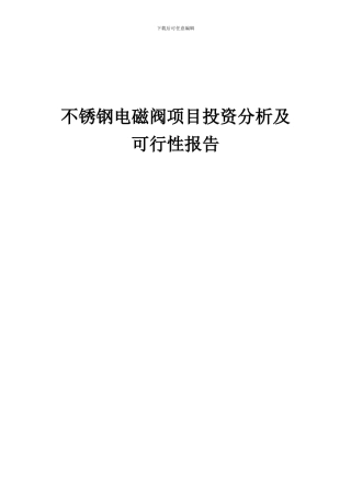 2024年不锈钢电磁阀项目投资分析及可行性报告