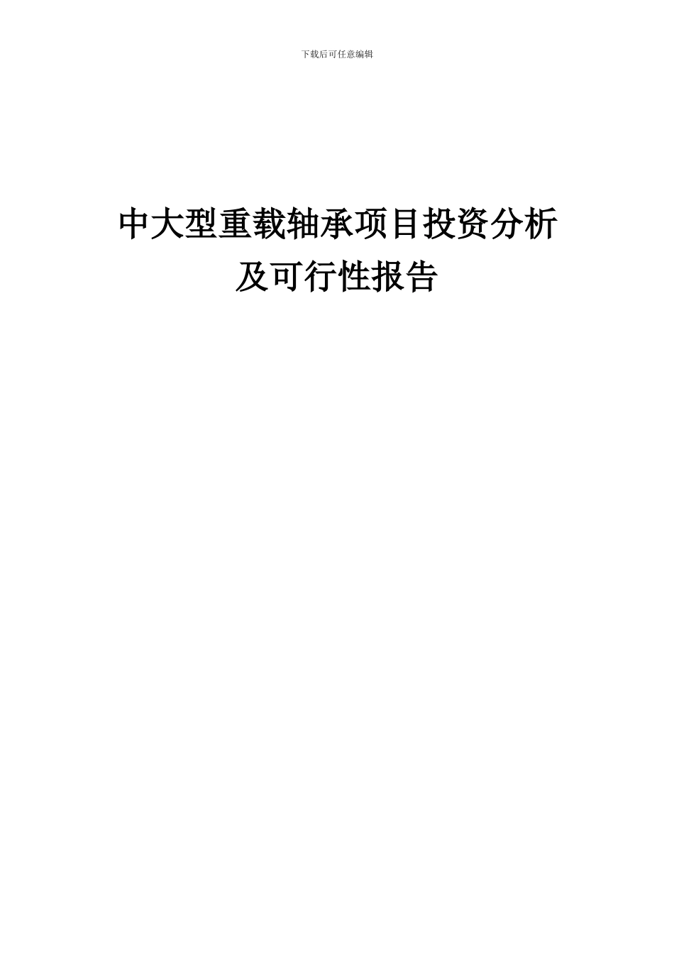 2024年中大型重载轴承项目投资分析及可行性报告_第1页