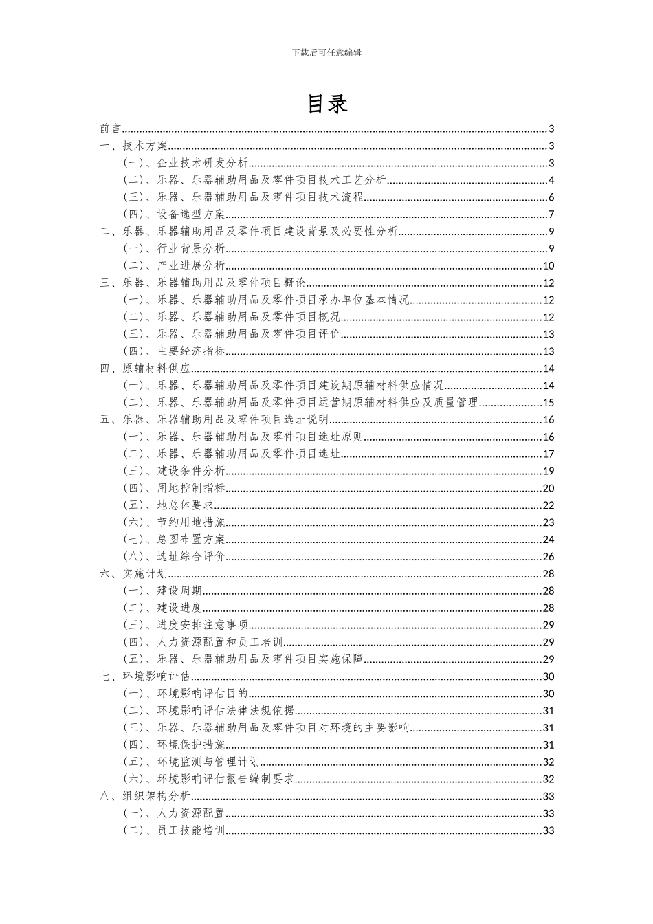 2024年乐器、乐器辅助用品及零件项目投资分析及可行性报告_第2页