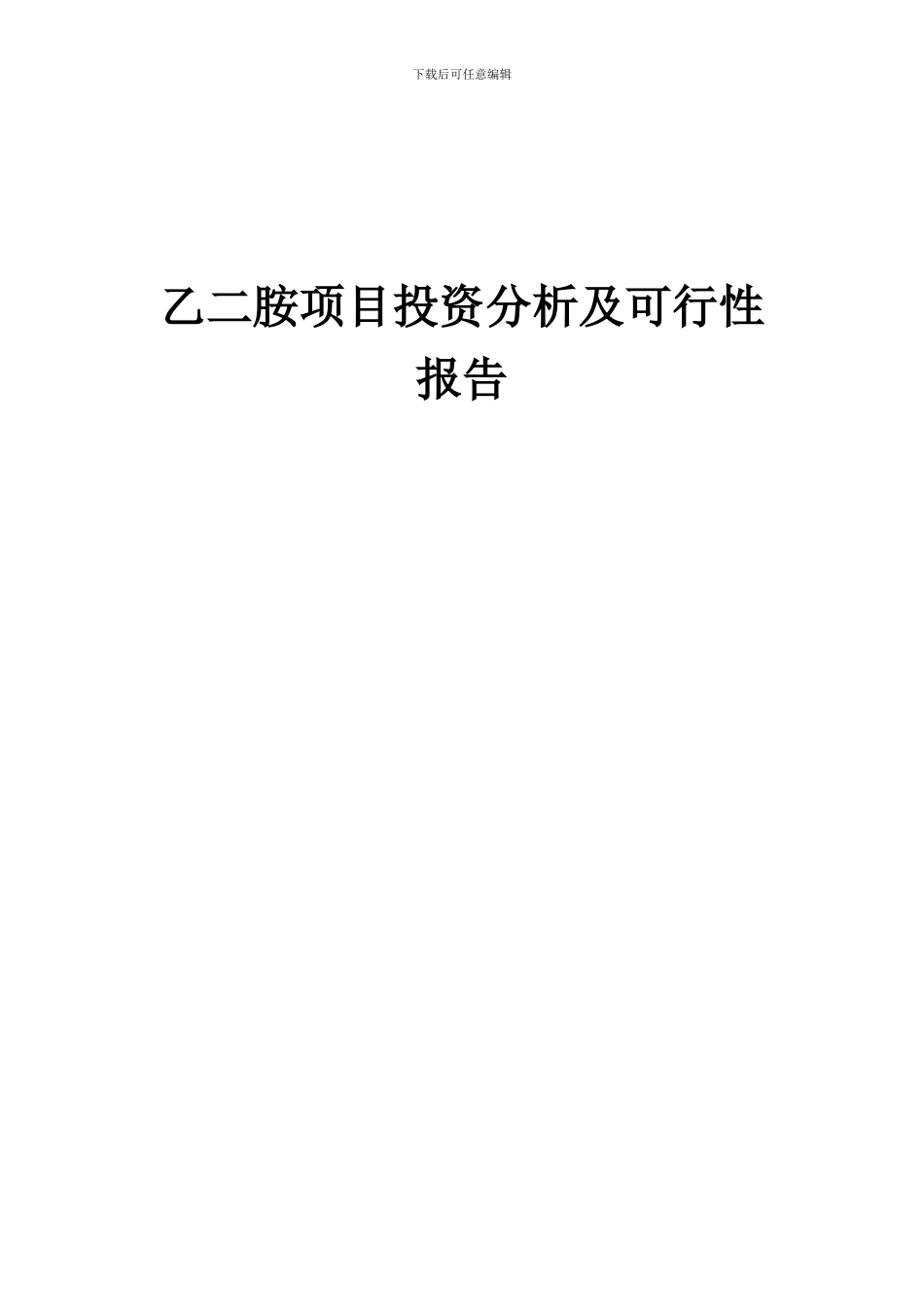 2024年乙二胺项目投资分析及可行性报告_第1页