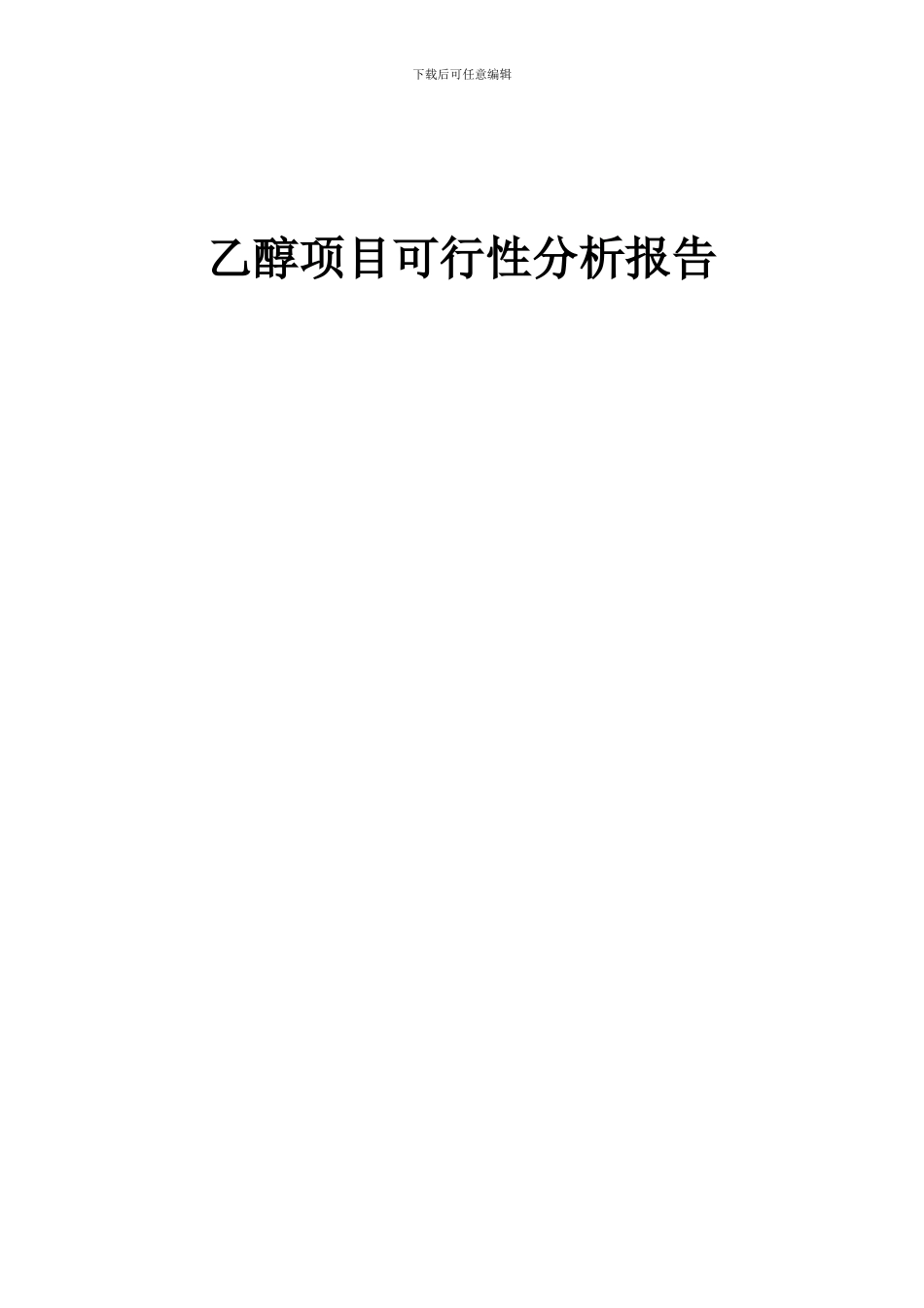 2024年乙醇项目可行性分析报告_第1页