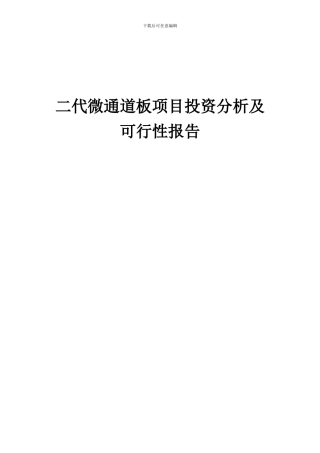 2024年二代微通道板项目投资分析及可行性报告