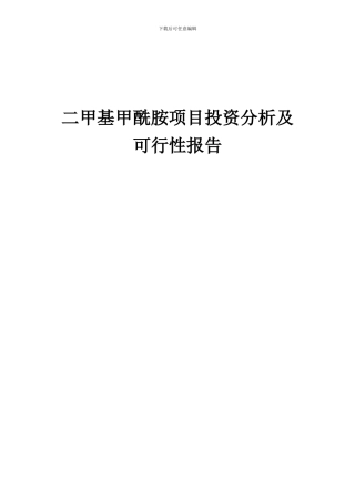 2024年二甲基甲酰胺项目投资分析及可行性报告