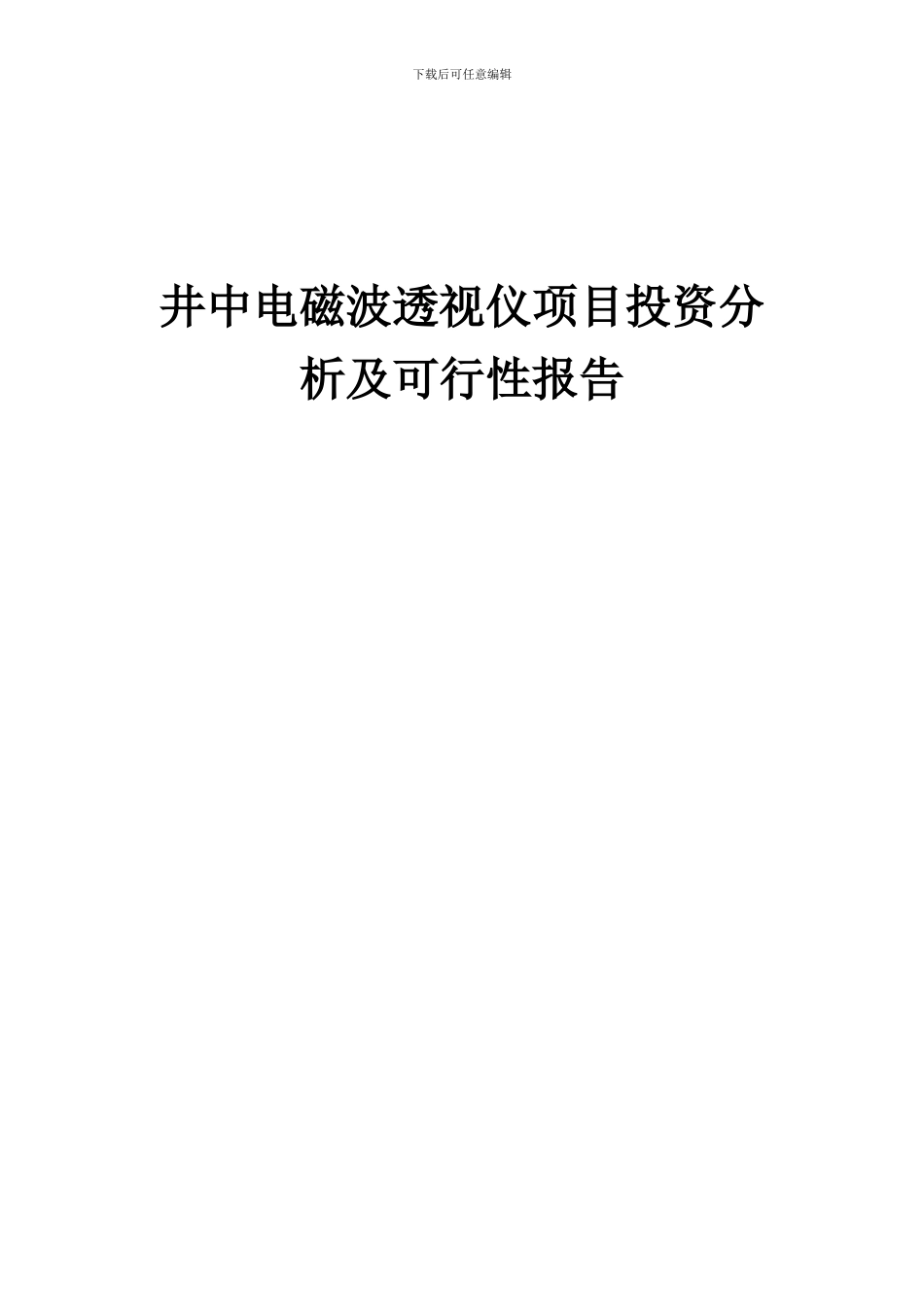 2024年井中电磁波透视仪项目投资分析及可行性报告_第1页