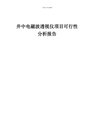 2024年井中电磁波透视仪项目可行性分析报告