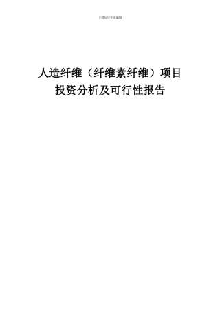 2024年人造纤维(纤维素纤维)项目投资分析及可行性报告