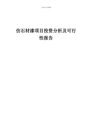 2024年仿石材漆项目投资分析及可行性报告