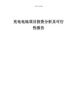2024年充电电池项目投资分析及可行性报告