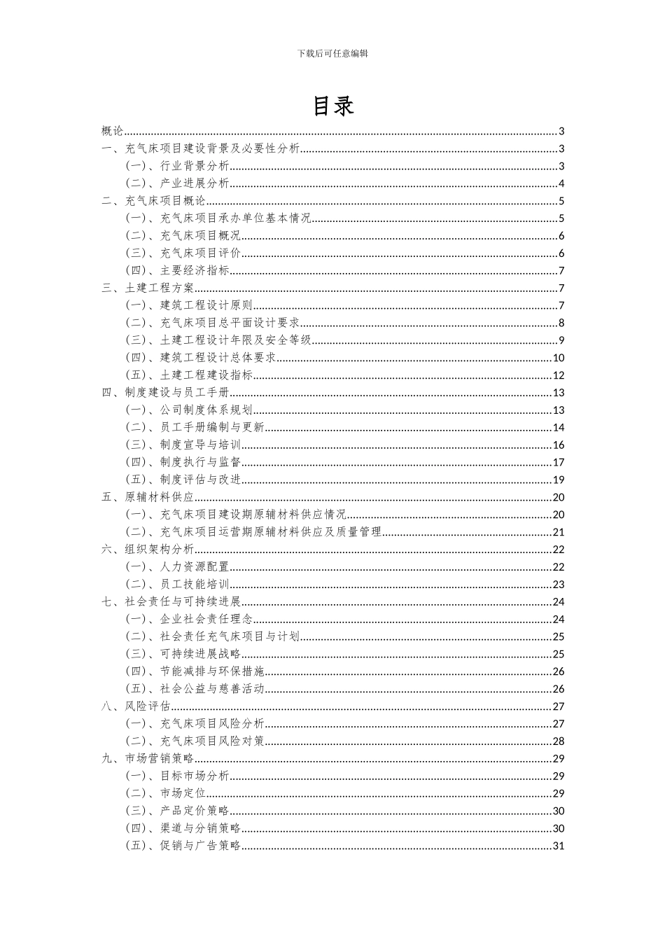 2024年充气床项目投资分析及可行性报告_第2页