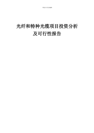 2024年光纤和特种光缆项目投资分析及可行性报告