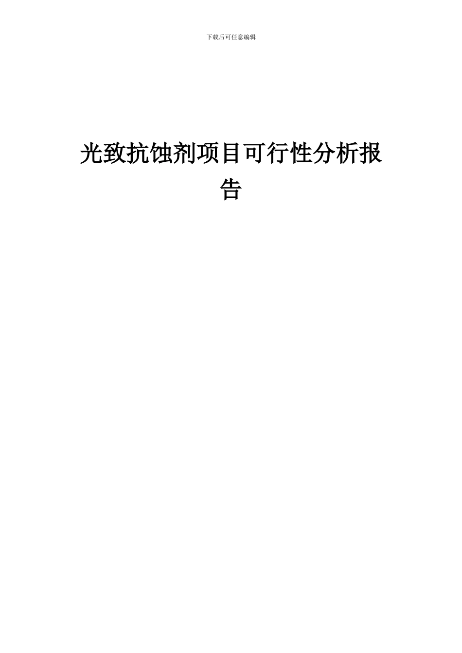 2024年光致抗蚀剂项目可行性分析报告_第1页