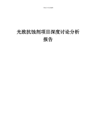 2024年光致抗蚀剂项目深度研究分析报告