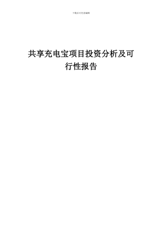 2024年共享充电宝项目投资分析及可行性报告