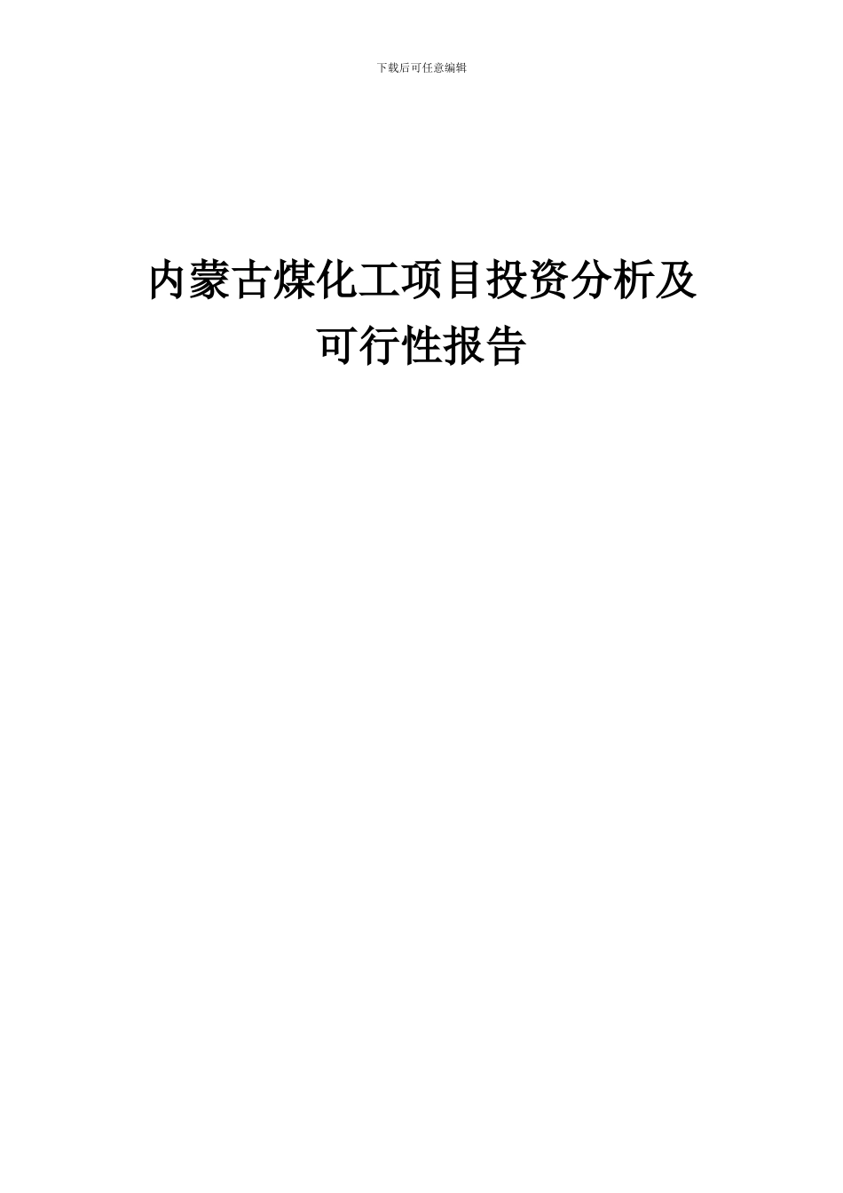 2024年内蒙古煤化工项目投资分析及可行性报告_第1页