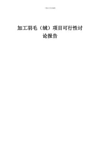 2024年加工羽毛(绒)项目可行性研究报告