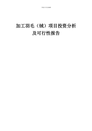 2024年加工羽毛(绒)项目投资分析及可行性报告