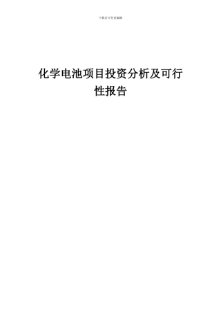 2024年化学电池项目投资分析及可行性报告