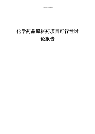 2024年化学药品原料药项目可行性研究报告