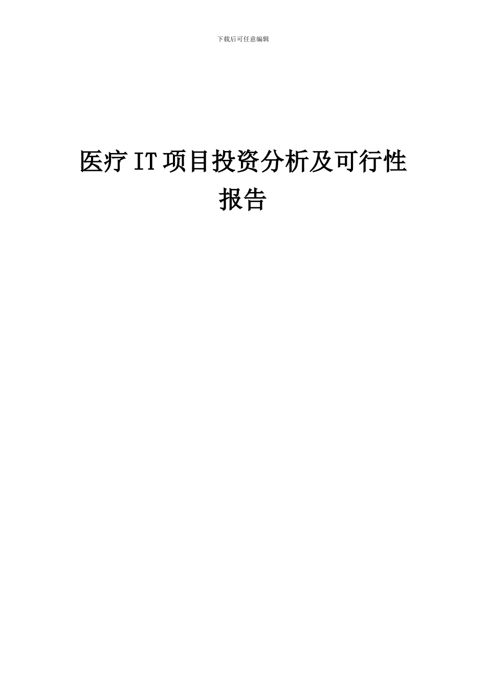 2024年医疗IT项目投资分析及可行性报告_第1页