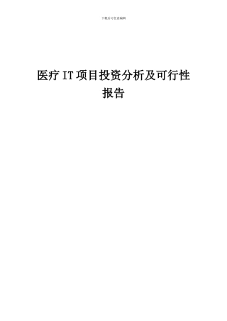 2024年医疗IT项目投资分析及可行性报告