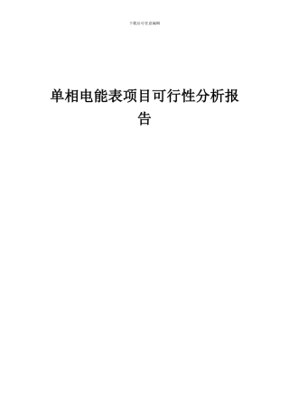 2024年单相电能表项目可行性分析报告