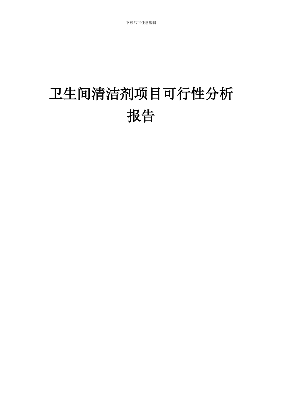 2024年卫生间清洁剂项目可行性分析报告_第1页
