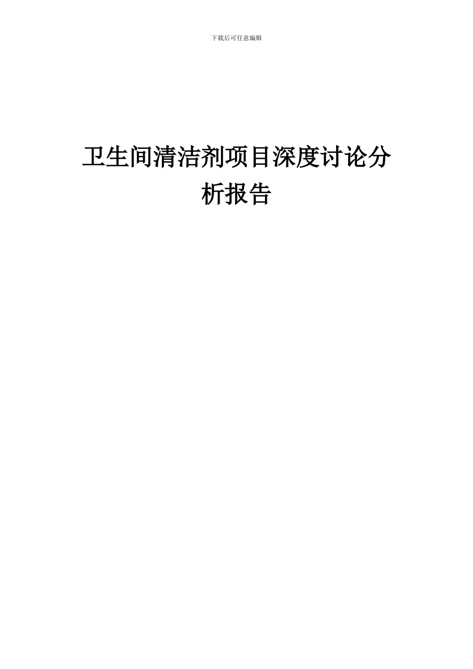 2024年卫生间清洁剂项目深度研究分析报告_第1页