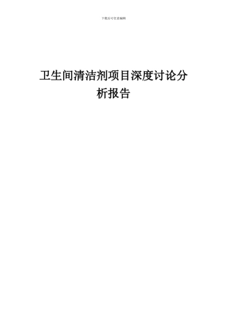 2024年卫生间清洁剂项目深度研究分析报告