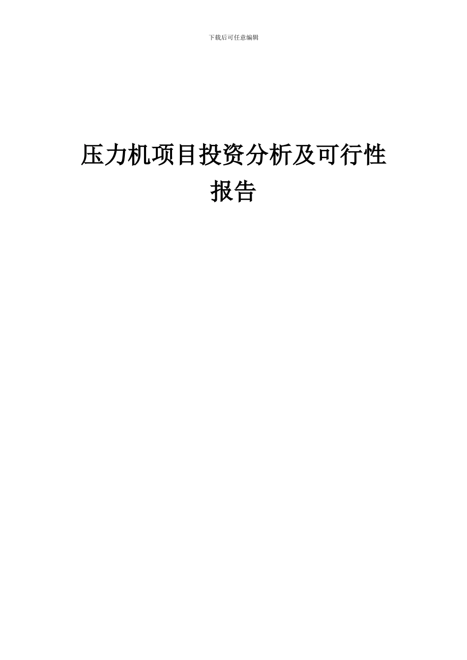 2024年压力机项目投资分析及可行性报告_第1页