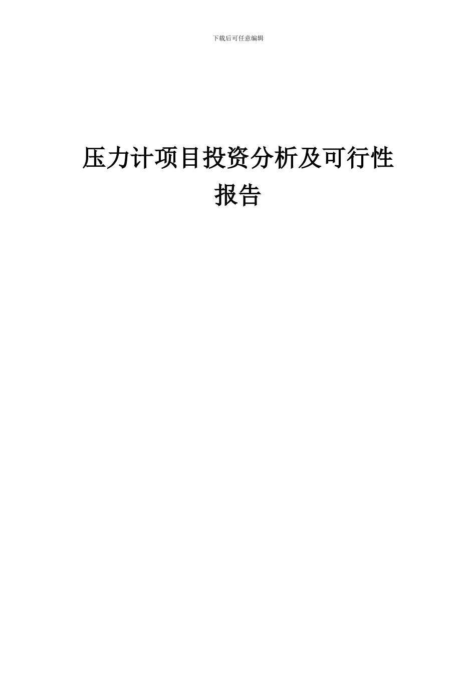 2024年压力计项目投资分析及可行性报告_第1页