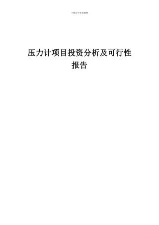 2024年压力计项目投资分析及可行性报告