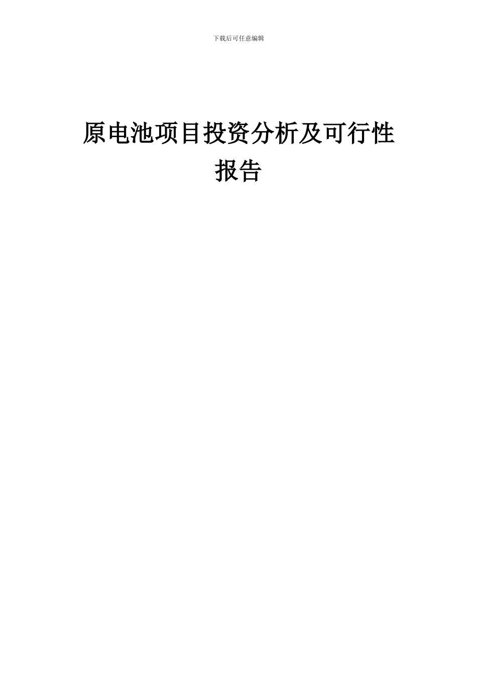 2024年原电池项目投资分析及可行性报告_第1页