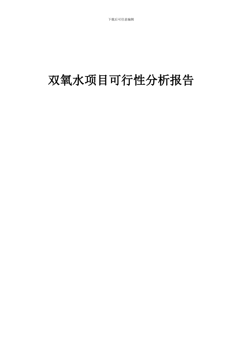 2024年双氧水项目可行性分析报告_第1页