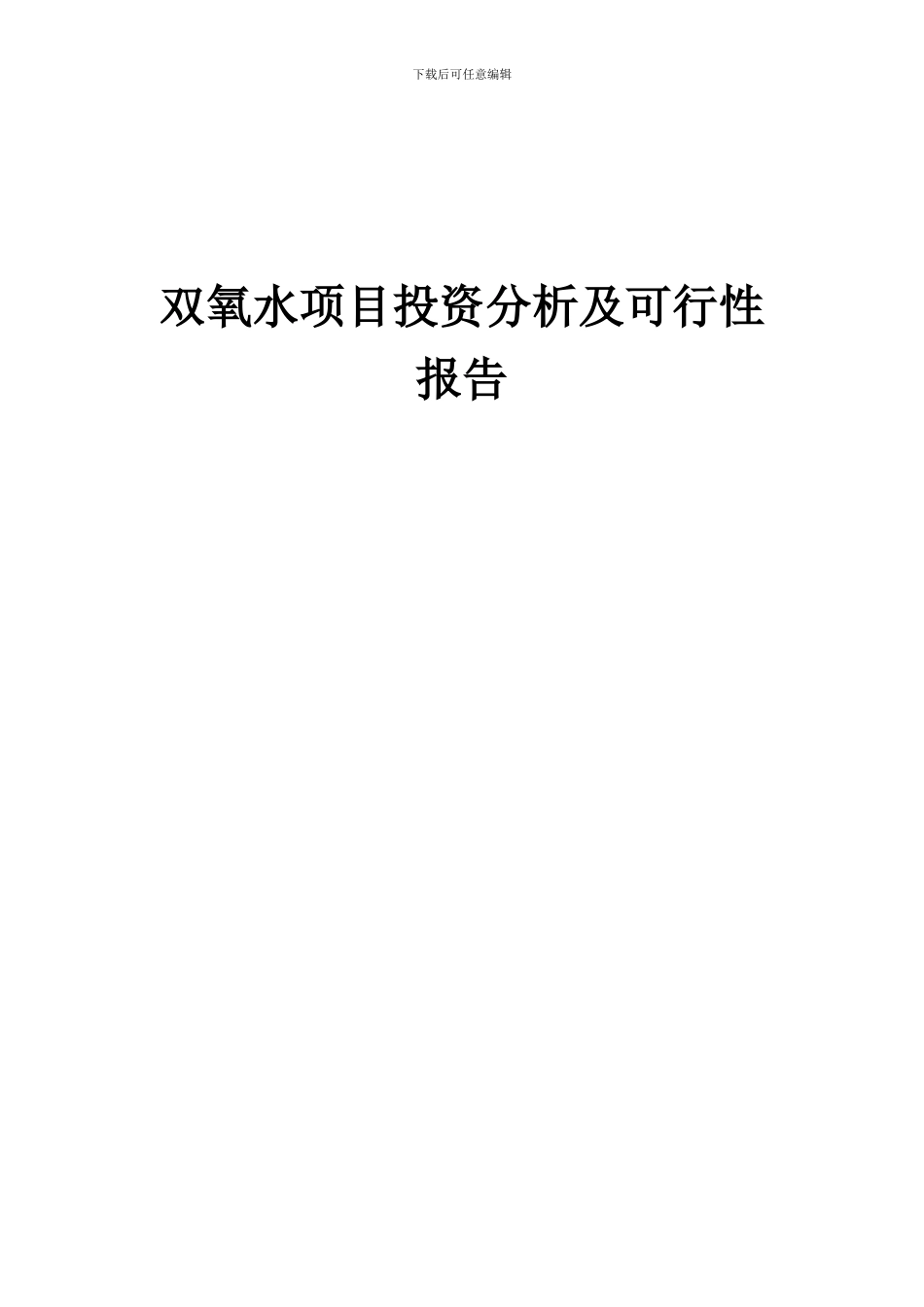 2024年双氧水项目投资分析及可行性报告_第1页