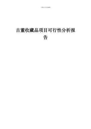 2024年古董收藏品项目可行性分析报告