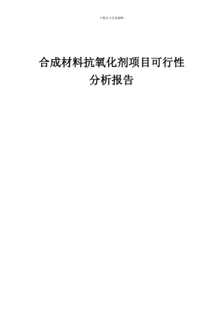 2024年合成材料抗氧化剂项目可行性分析报告