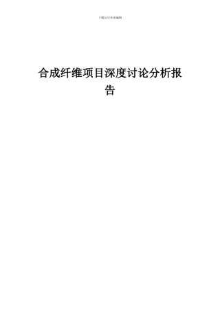 2024年合成纤维项目深度研究分析报告